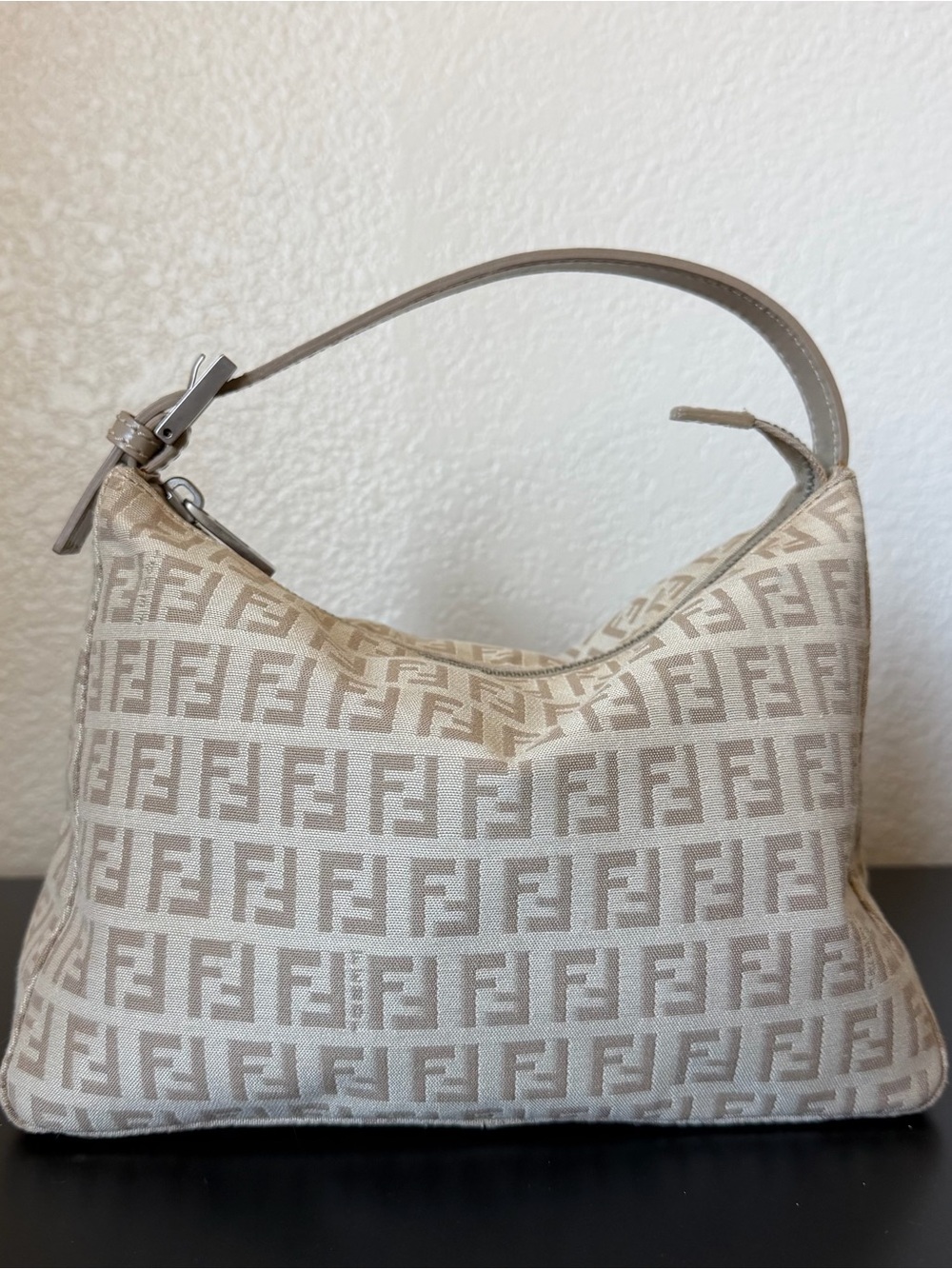 Authentic Fendi Beige FF Logo Mini Bag